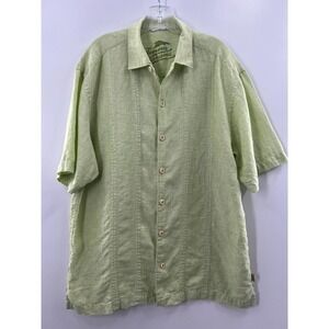 Tommy Bahama Men’s Short Sleeve 100% Linen Button Down Shirt Green Size XL